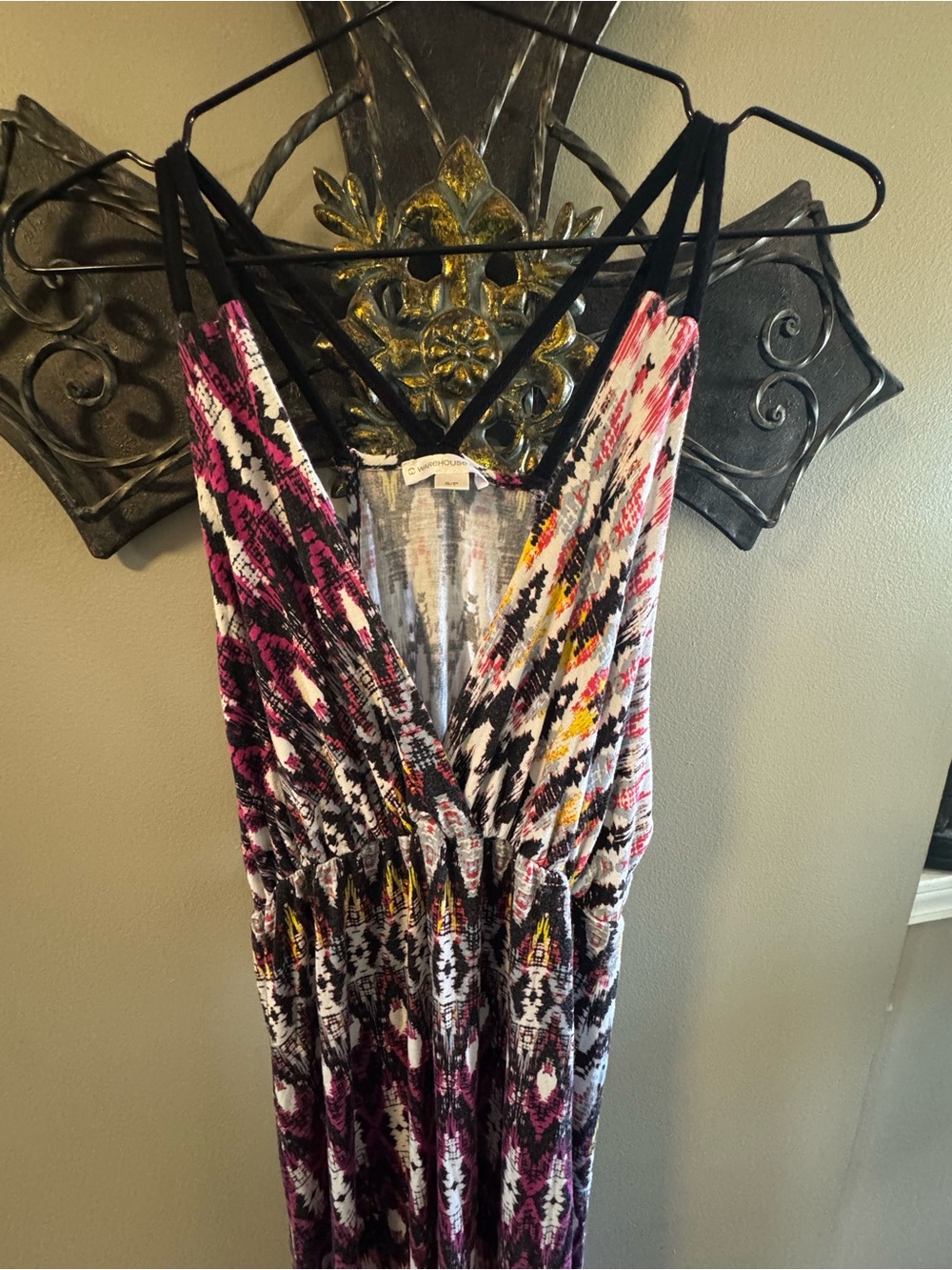 Women’s Printed V-Neck Maxi Dress - Purple Multicolor - Picture 3 of 3